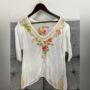 Embroidered Johnny Was blouse
